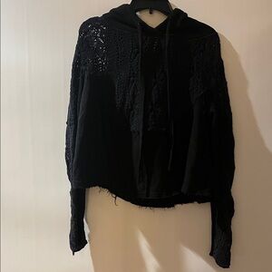 Free People Black Knit Hoodie